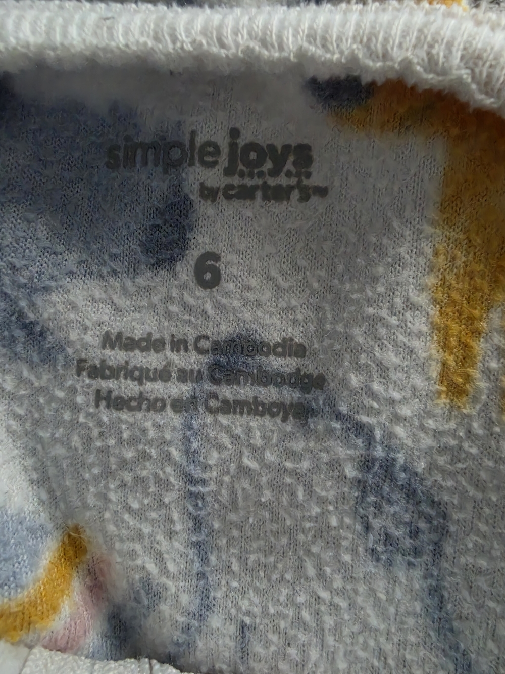 Kids' Fleece One-Piece Pajamas in White with Pink & Yellow Animal Print - Picture 3 of 3
